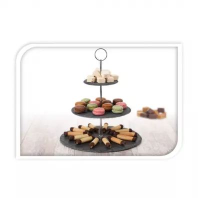 Excellent Houseware Patera kamienna 3 poziomowa z uchwytem