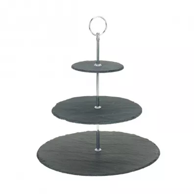 Excellent Houseware Patera kamienna 3 poziomowa z uchwytem