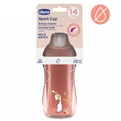 Chicco Kubek niekapek termicz ze s�omk� 266ml brzosk 14m+