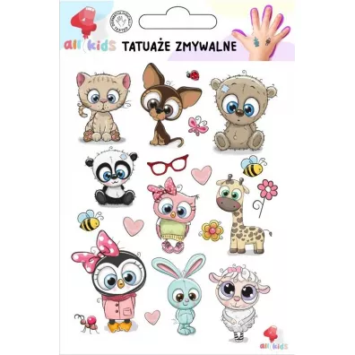 Tatua�e zmywalne dla dzieci S�odkie zwierzaki All4Kids
