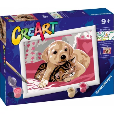 Malowanie po numerach CreArt - Piesek z kotkiem Ravensburger