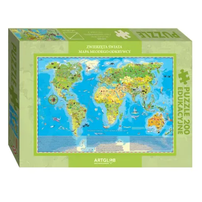 Puzzle 200 el. Mapa M�odego Odkrywcy - Zwierz�ta �wiata ArtGlob