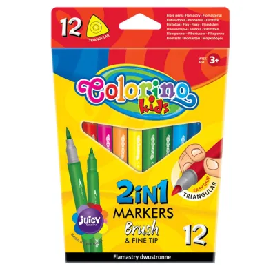 Patio Flamastry Colorino Kids p�dzelkowe dwustronne 12 szt.