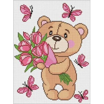 Diamentowa mozaika - Uroczy pluszowy mi� 30x40cm Ideyka