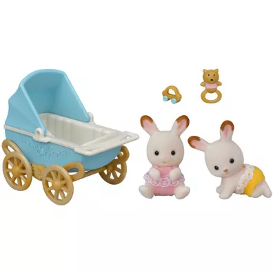 Sylvanian Bliniaki krlikw z czekoladowymi uszami z wzkiem dziecicym