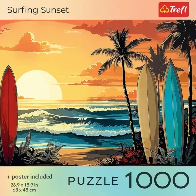 Puzzle 1000 USA Collection: Surfing Sunset TREFL