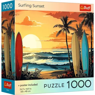 Puzzle 1000 USA Collection: Surfing Sunset TREFL