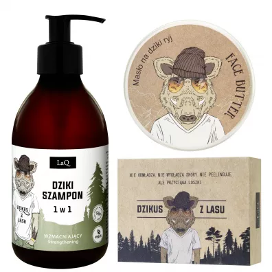 LaQ Zestaw Dzik Szampon + Myd�o w kostce + Mas�o do twarzy 300 ml + 85 ml + 50 ml