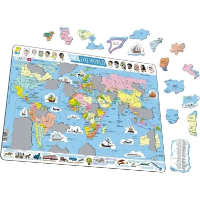 Puzzle 107 el. �wiat Mapa polityczna Larsen