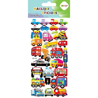 Happy Color Naklejki 3D PUFFY-Funny Vehicles 9.5x22 cm