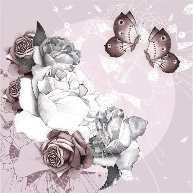 Clear Creations Karnet kwadrat CL0923 Kwiaty i motyle