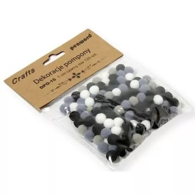 Penword Dekoracje pompony mix czarny 1cm