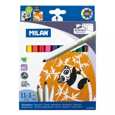 Milan Flamastry wymazywalne ze sto�kow� ko�c�wk� 12 szt.