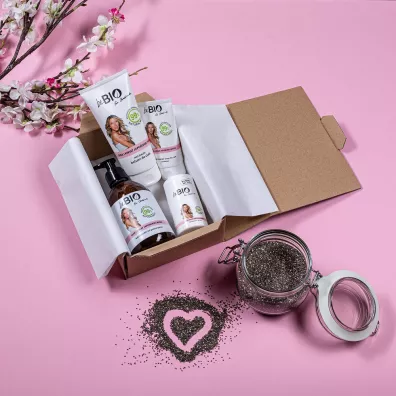 beBIO Ewa Chodakowska Chia i Kwiat Japo�skiej Wi�ni zestaw �el pod prysznic + balsam do cia�a + krem do r�k + dezodorant w kulce 400 ml + 200 ml + 75 ml + 50 ml