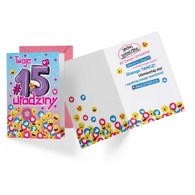 Kukartka Karnet PR-339 Urodziny 15 dziewczynka