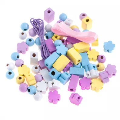 Koraliki drewniane w s�oiczku pastelowe 50 szt Dalprint