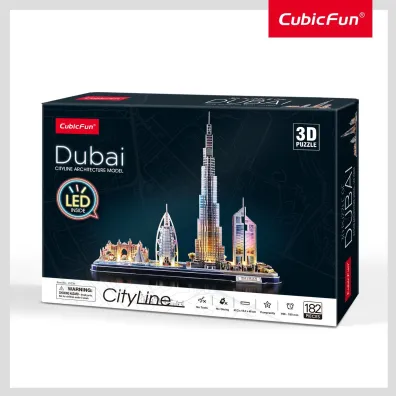 Puzzle 3D 182 el. Dubaj LED Cubic Fun