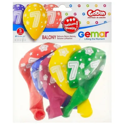 Godan Balony Premium Hel z nadrukiem 7 13" 5 szt.