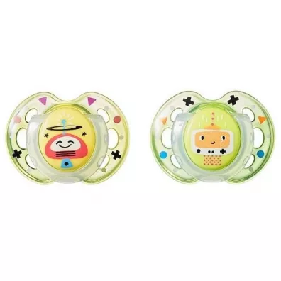 Tommee Tippee Smoczek uspokajaj�cy Fun Style 0-6m ��lty 2 szt.