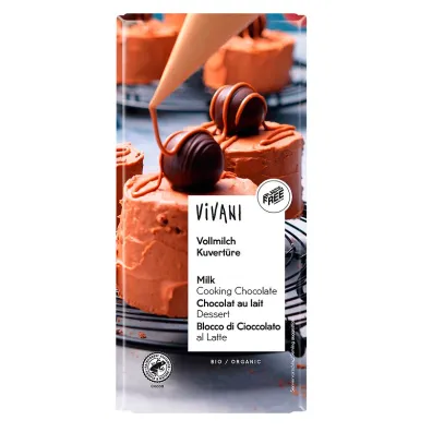 Vivani Czekolada kuwertura mleczna do gotowania 150 g Bio