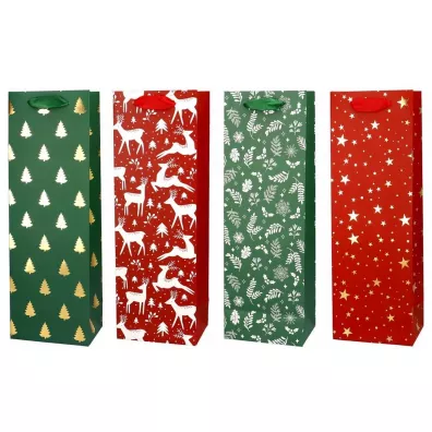 incood. Torba prezentowa na butelk� 12x36 Renifer Gwiazdki