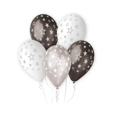 Godan Balony Premium Hel gwiazdy srebrne 33cm