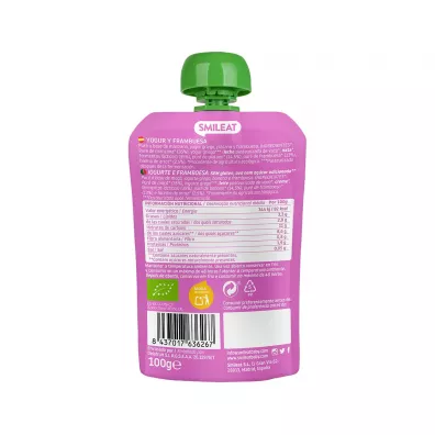 Smileat Mus z ekologicznymi malinami i jogurtem po 9 miesicu 100 g Bio