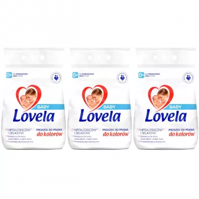 Lovela Baby Hipoalergiczny proszek do prania do kolorw zestaw 3 x 2700 g