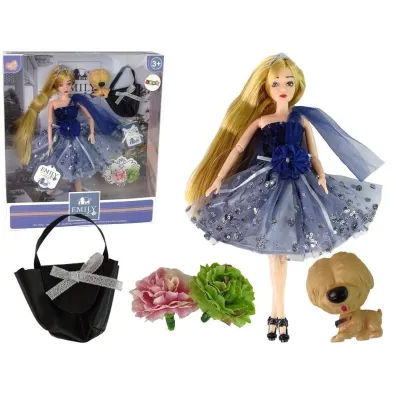 Lalka Emily z pieskiem torebk� kwiatami LeanToys