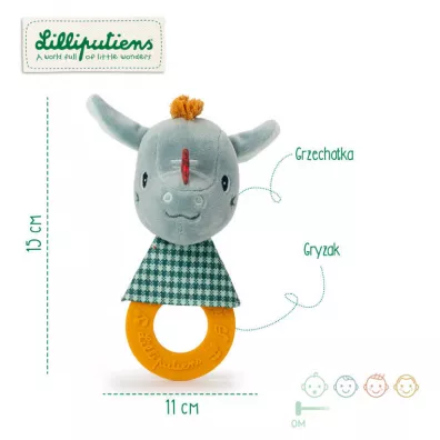 Grzechotka z silikonowym gryzakiem Smok Joe 0 m+ Lilliputiens