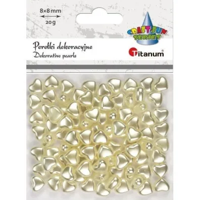 Titanum Koraliki plastikowe pere�ki serca bia�e 9x8mm 20g