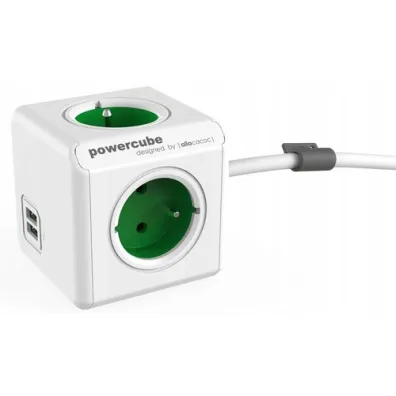 Allocacoc PowerCube Extended USB 1,5 m GREEN
