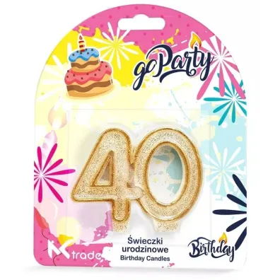 GoParty �wieczka urodzinowa 40 z�oty brokat