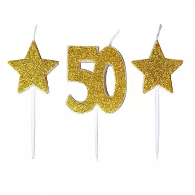 GoParty �wieczki urodzinowe 50 z gwiazdkami