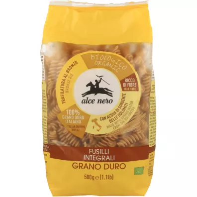 Alce Nero Makaron semolinowy razowy fusilli 500 g Bio