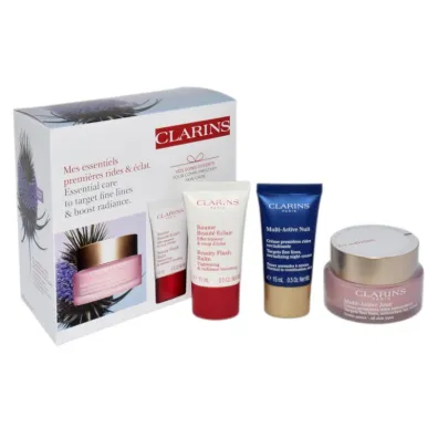 Clarins Zestaw Multi-Active Krem do twarzy na dzie + Multi-Active Krem do twarzy na noc Normal Com Skin + Balsam Beauty Flash Balm