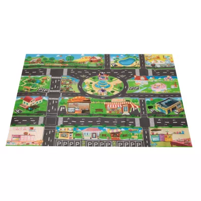 Mata edukacyjna do zabawy miasto ulica + znaki drogowe wodoodporna kolorowa 130x100cm