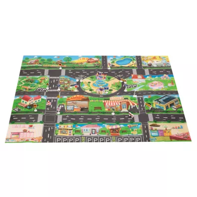 Mata edukacyjna do zabawy miasto ulica + znaki drogowe wodoodporna kolorowa 130x100cm