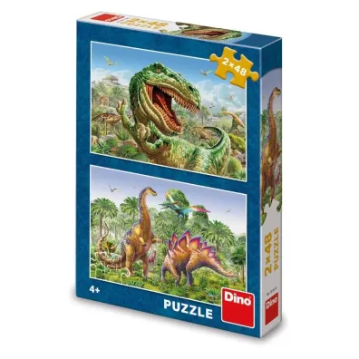 Puzzle 2x48 Walczce Dinozaury Dino Toys