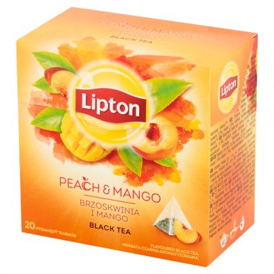 Lipton Herbata czarna aromatyzowana brzoskwinia i mango 20 x 1,8 g