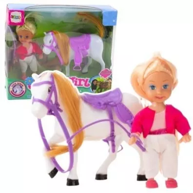 Zestaw mini laleczka z koniem LeanToys