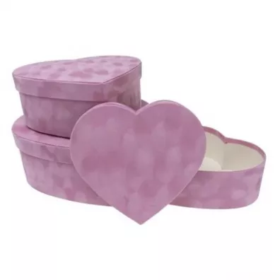 Pudeko Flower Box 3szt welur serce r ROZETTE