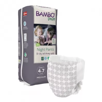 Bambo Nature Pieluchomajtki na noc Dreamy Night Pants Girl 4-7 lat (15-35 kg) 10 szt.