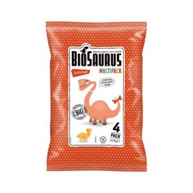 BioSaurus Chrupki kukurydziane Dinozaury o smaku ketchupowym bezglutenowe 4 x 15 g Bio