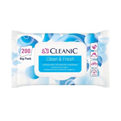 Cleanic Clean & Fresh uniwersalne chusteczki nawilajce 200 szt.