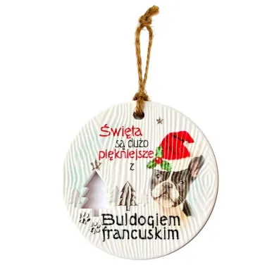 Kukartka Zawieszka ceramiczna Bo�e Narodzenie Buldog fr.