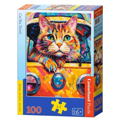 Puzzle 100 el. Cat Bus Travel Castorland