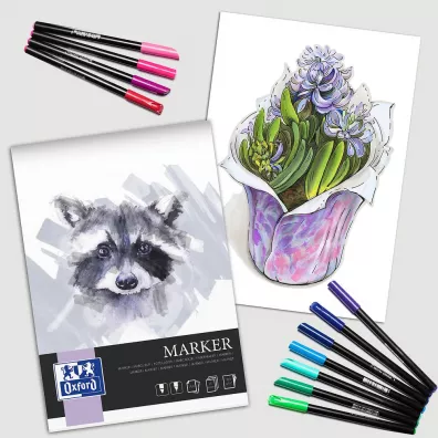 Oxford Blok artystyczny marker A4 klejony bia�y g�adka 15 kartek