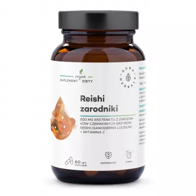 Aura Herbals Reishi zarodniki 800 mg + witamina C Suplement diety 60 kaps.