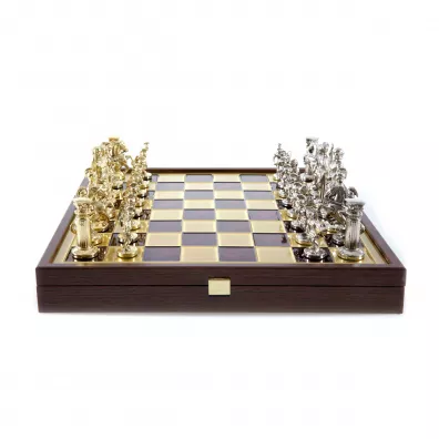 Greek Roman Period Metal Chess Set, szachy, czerwony Manopoulos